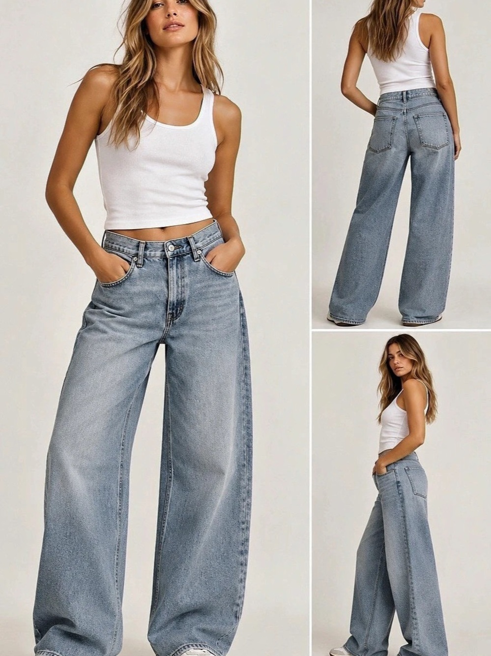 Good American Good Skate Jeans 10/30 Indigo 0634 High Rise Wide Leg GUC